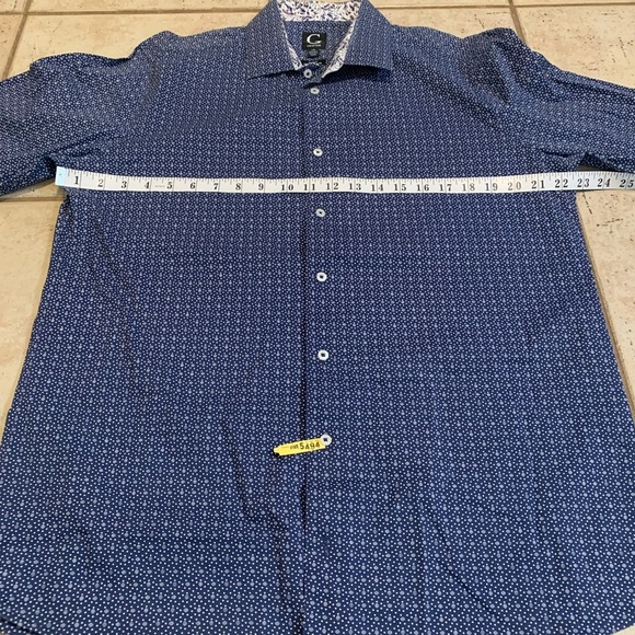Grafton Men's Slim Fit Dress Shirt - Blue Micro Dot with Paisley Contrast- L - Picture 2 of 5